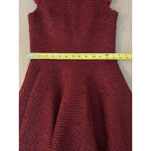David Charles Black Label Red Sparkle Tweed Party Dress Size 12 Formal Christmas - Picture 6 of 11